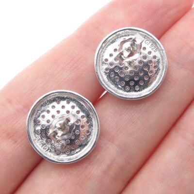 925 Sterling Silver Round-Cut C Z Sparkle Disc Stud Earrings