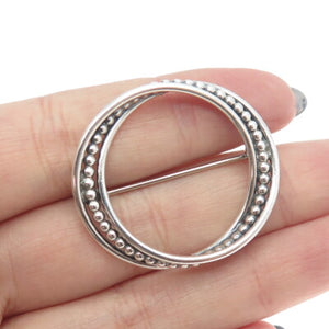 925 Sterling Silver Vintage Interlocked Multi-Circle Pin Brooch