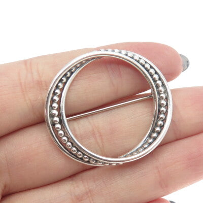 925 Sterling Silver Vintage Interlocked Multi-Circle Pin Brooch