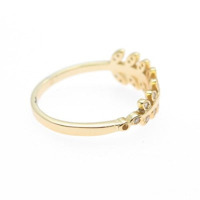 925 Sterling Silver Gold Plated Round-Cut C Z Laurel Leaf Ring Size 8.75