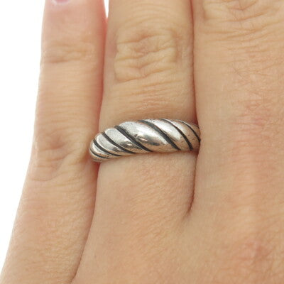 KABANA 925 Sterling Silver Vintage Twisted Ring Size 6