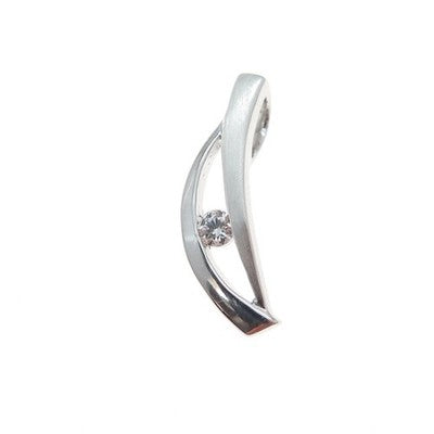 925 Sterling Silver Round-Cut C Z Modernist Minimalist Slide Charm Pendant