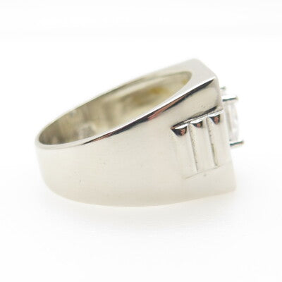 925 Sterling Silver Princess-Cut Shaped C Z Ring Size 9.25