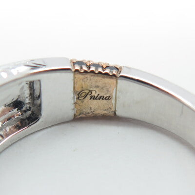 P. NINA 925 Sterling Silver 2-Tone Round-Cut Shaped C Z Ring Size 10