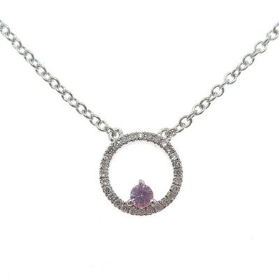 CLYDE DUNEIER CID 925 Sterling Real Diamond Sapphire Circle of Life Necklace 18"