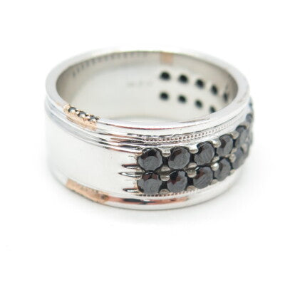P. NINA 925 Sterling Silver 2-Tone Black C Z Ring Size 10.25