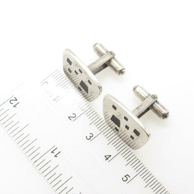 925 Sterling Silver Vintage Modernist Spotted Cufflinks