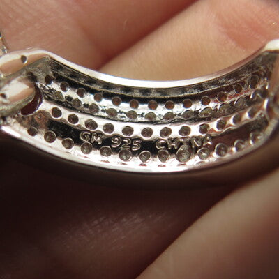 925 Sterling Silver Pave C Z Cuban Chain Band Ring Size 7