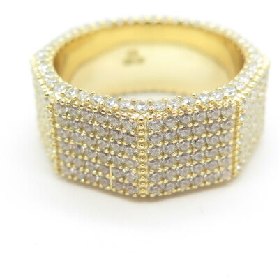 925 Sterling Silver Gold Plated Pave C Z Band Ring Size 12.75