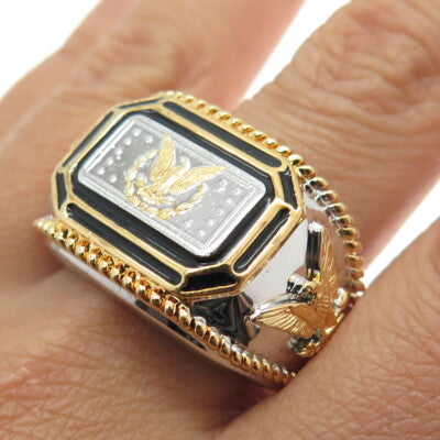 900 Morgan Silver Inglot 2-Tone King of US Silver Eagle Ring Size 14.5