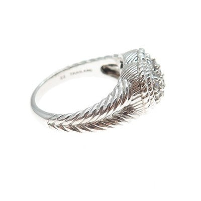 JUDITH RIPKA 925 Sterling Silver Round-Cut C Z Heart Ring Size 11.25