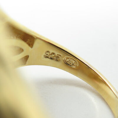 925 Sterling Silver Gold Plated Round-Cut C Z Cluster Ring Size 6