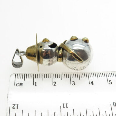 925 Sterling Silver 2-Tone Antique Art Deco Mexico Snowman Pendant