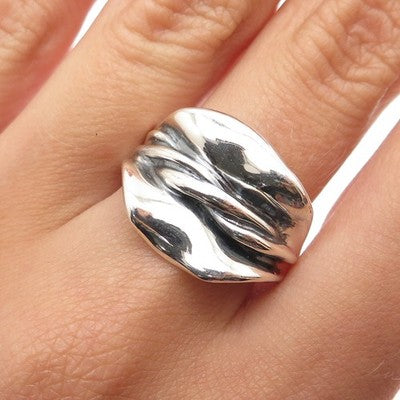 HAGIT GORALI Sterling Silver Vintage Israel Modernist Oxidized Ring Size 8.25