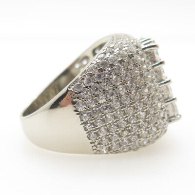 925 Sterling Silver Pave Multi-C Z Wide Ring Size 8