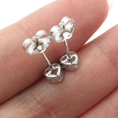 925 Sterling Silver Heart-Cut C Z Stud Earrings