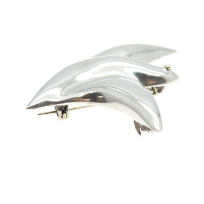 925 Sterling Silver 2-Tone Vintage Mexico Swallow Bird Pin Brooch / Pendant
