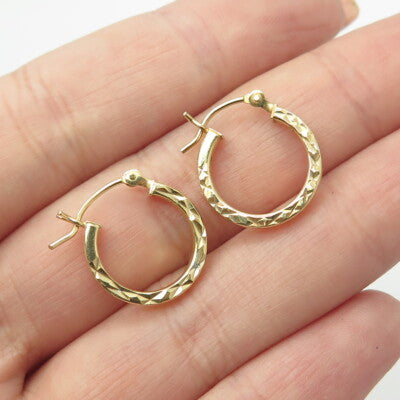 HAN 925 Sterling Silver Gold Plated Textured Hoop Earrings