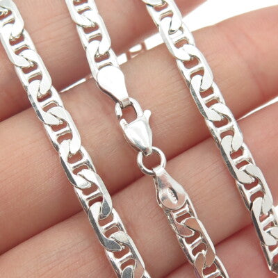 925 Sterling Silver Italy Anchor Mariner Chain Necklace 18"
