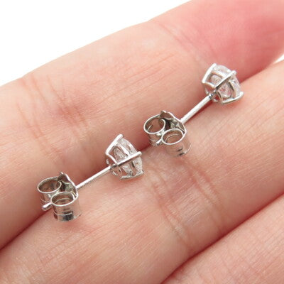925 Sterling Silver Round-Cut Cross Shaped White C Z Stud Earrings