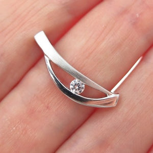 925 Sterling Silver Round-Cut C Z Modernist Minimalist Slide Charm Pendant