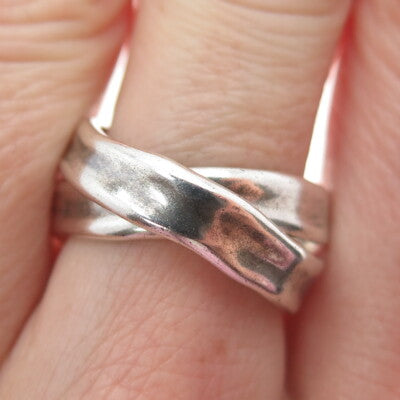 HAGIT GORALI Sterling Vintage Israel Forever Together Crisscross Ring Size 7