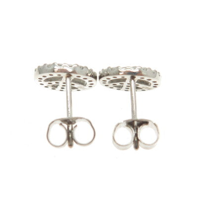 925 Sterling Silver Round-Cut Shaped C Z Symbol of Peace Stud Earrings