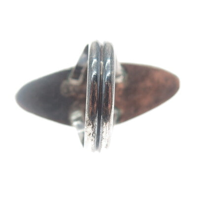 Old Pawn Sterling Silver Vintage Southwestern Black Onyx Oxidized Ring Size 5.5