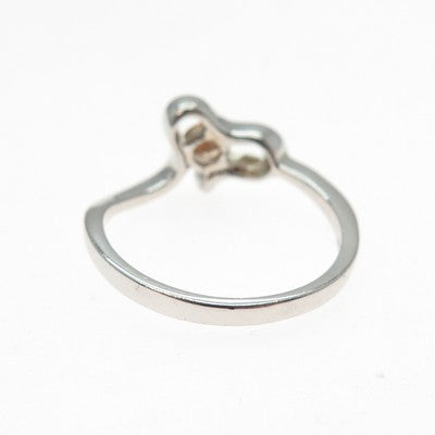 925 Sterling Silver Round-Cut Champagne C Z Modernist Heart Ring Size 9.25