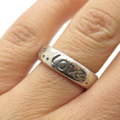 MARK WASSERMAN SAMARA 925 Sterling Silver Vintage "Love" Band Ring Size 6