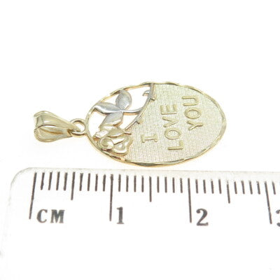 925 Sterling Silver 2-Tone "I Love Yoy" Floral Pendant