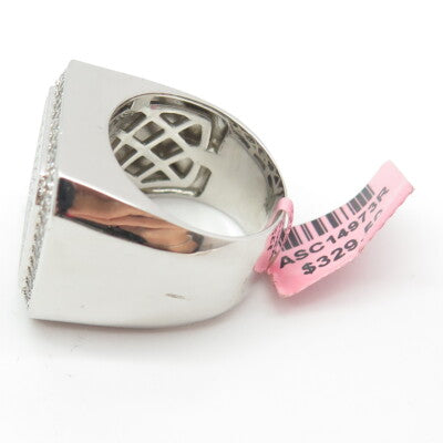 925 Sterling Silver Pave C Z Domed Ring Size 9.25