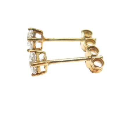 925 Sterling Silver Gold Plated Round-Cut C Z Stud Earrings