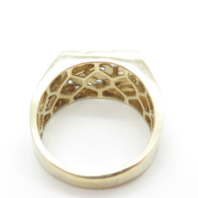 925 Sterling Silver Gold Plated Round-Cut Shaped C Z Ring Size 10.25