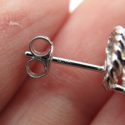 925 Sterling Silver Round-Cut C Z Roped Stud Earrings