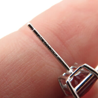 925 Sterling Silver Princess-Cut Shaped Fancy Pink C Z Stud Earrings