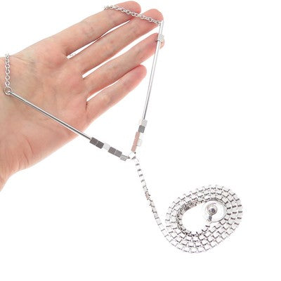 925 Sterling Silver Vintage Modernist Belly Cable Chain Necklace 18-20"