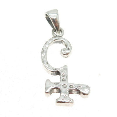 925 Sterling Silver Vintage Letter "Q" Initial Modernist Pendant