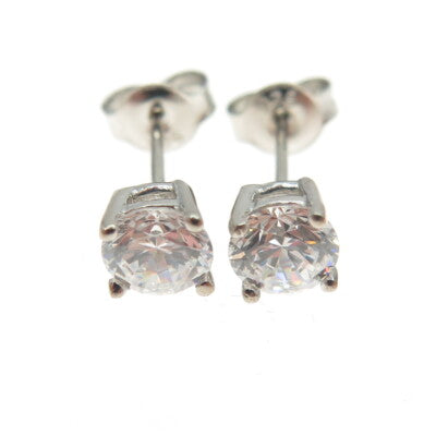 925 Sterling Silver Round-Cut C Z Stud Earrings