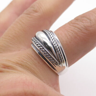 925 Sterling Silver Vintage Twisted Rope Dome Ring Size 7.5