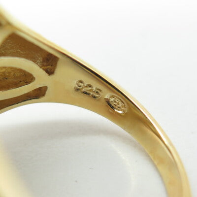 HN HENG NGAI 925 Sterling Silver Gold Plated Real Round-Cut Peridot Ring Size 6