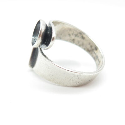 925 Sterling Silver Vintage Modernist Bypass Adjustable Ring Size 8.5