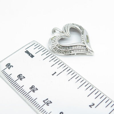 925 Sterling Silver Real Multi-Cut White & Canary Diamond Heart Pendant