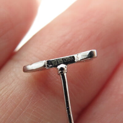 925 Sterling Silver Round-Cut C Z Cupid Arrow Stud Earrings