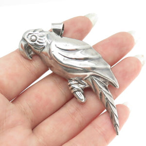 925 Sterling Silver Vintage Parrot Bird Pendant / Pin Brooch