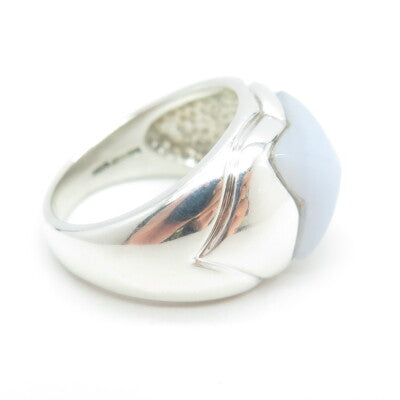 MICHELLE ALBALA 925 Sterling Silver Real Blue Agate Gemstone Ring Size 7.25