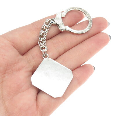 925 Sterling Silver Vintage Mexico Caduceus Key Ring w/Chain