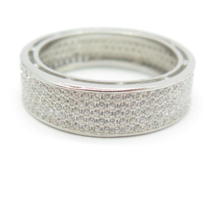 925 Sterling Silver Pave C Z All Around Eternity Band Ring Size 13.5