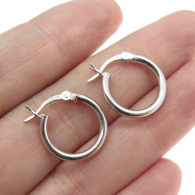 925 Sterling Silver Classic Hinged Hoop Earrings