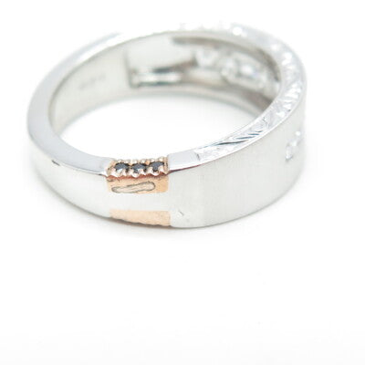 P. NINA 925 Sterling Silver 2-Tone Round-Cut Shaped C Z Ring Size 10